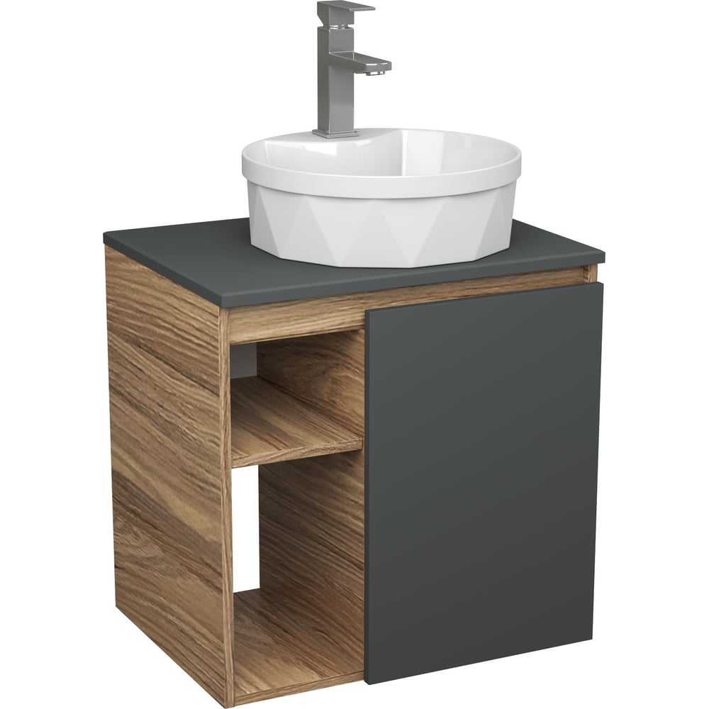 Изображение товара Тумба Bauedge Bau Dream Blackwood 60 правая с раковиной и смесителем