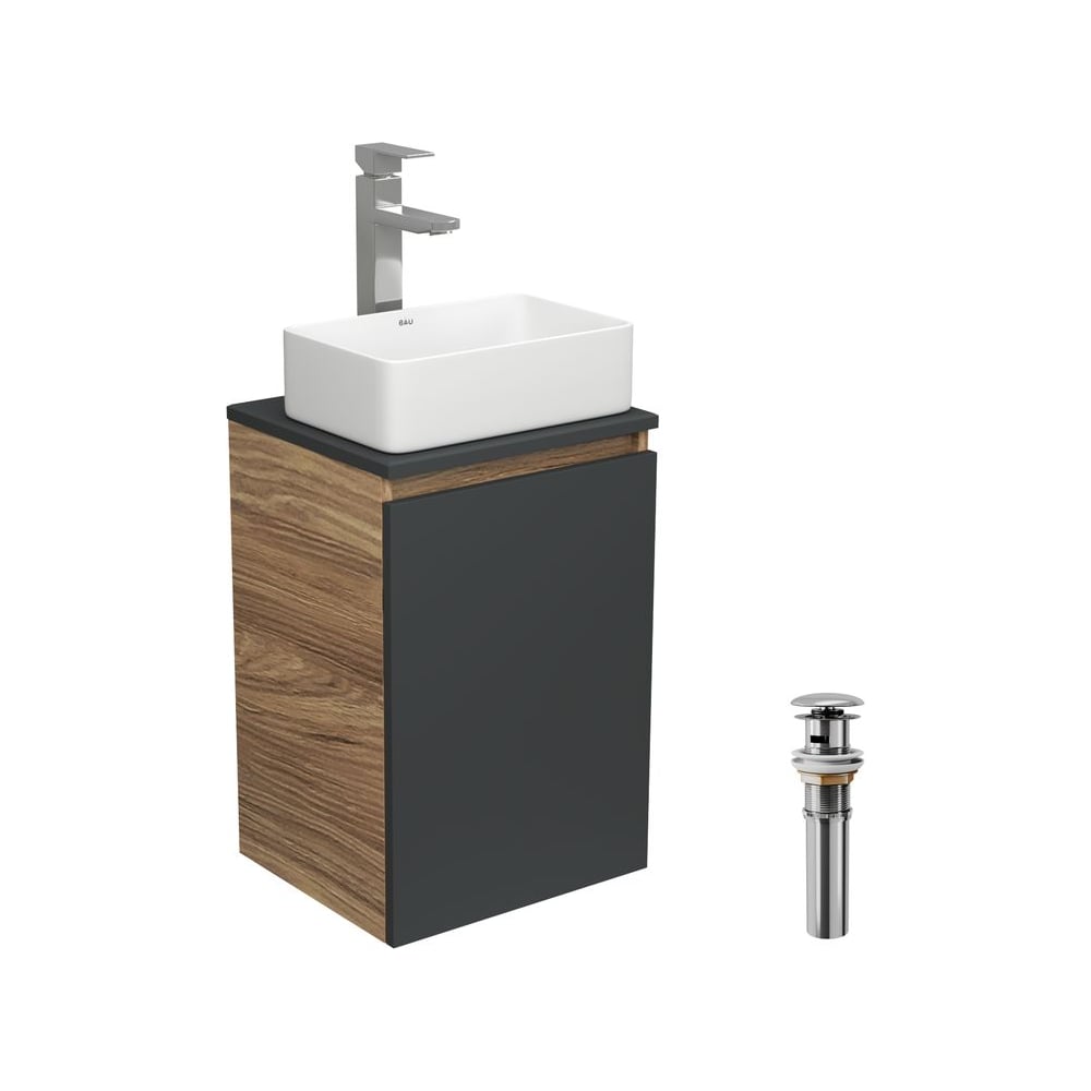 Изображение товара Комплект для ванной Bauedge 4 предмета тумба раковина смеситель Modern стиль