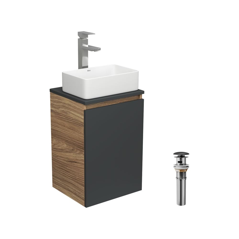 Изображение товара Комплект для ванной Bauedge 4 предмета с тумбой и раковиной