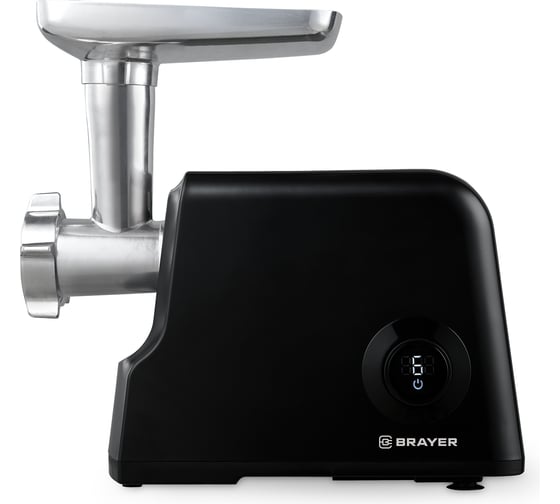 Изображение товара Мясорубка BRAYER 1612BR 2000 Вт, 2 кг/мин, дисплей, 3 диска из нержавеющей стали, реверс, толкатель BR1612
