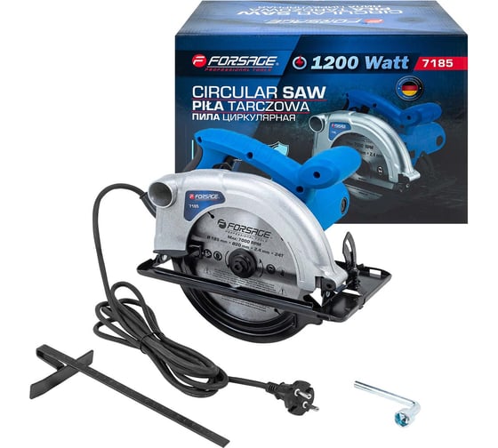 Изображение товара Пила циркулярная Forsage (1200Вт, 5500 об/мин, размер диска 185х20х2,4мм) F-7185(60748)