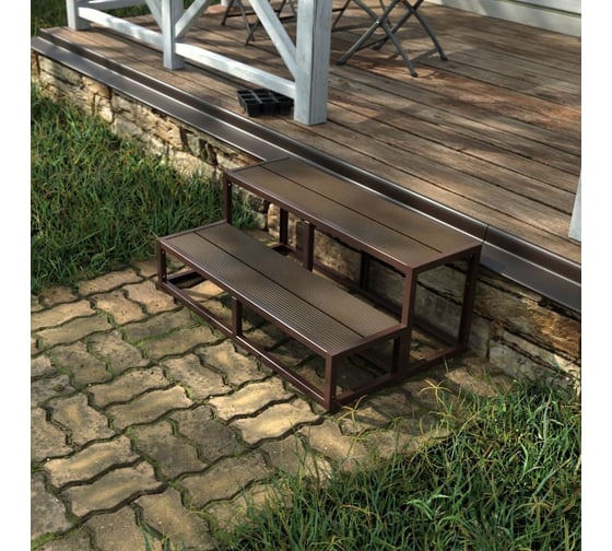 Изображение товара Крыльцо к дому АрсеналЪ 2 ступени Универсал (уличная лестница, приступок) серия ARSENAL AVANT мод. без доски. AR18V7328H9-06