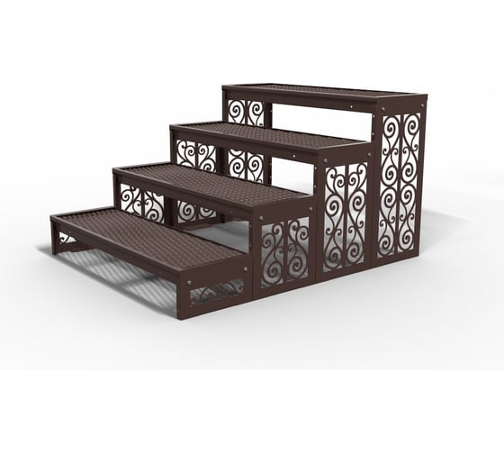 Изображение товара Крыльцо к дому АрсеналЪ 4 ступени Классика ПВЛ (уличная лестница, приступок, входная лестница) серия ARSENAL AVANT мод. AR18V5168H9-06