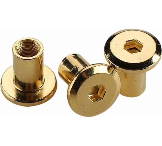 Изображение товара Мебельная гайка ЦКИ декоративная, плоск., М6x12x15, ЛАТУНИР., 10 шт. 43880