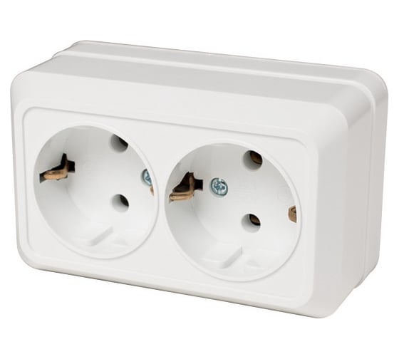 Изображение товара Двойная розетка TANGO с заземлением белый открытой проводки 16А, 250В 3/ 10/ 200 1007263