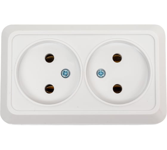 Изображение товара Двойная розетка TANGO без заземления белый открытой проводки 10А, 250В, 3/ 10/ 200 1007265