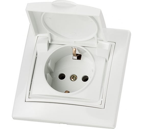 Изображение товара Розетка TANGO скрытой проводки с заземлюящим контатком с крышкой, белый, 16А, 250В IP44 1008842