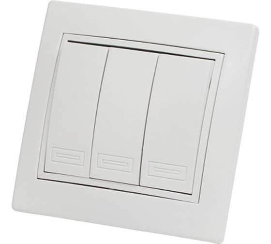 Изображение товара 3 клавишный выключатель TANGO белый скрытой проводки 10А, 250В 1008833