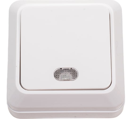 Изображение товара 1 клавишный выключатель TANGO с подсветкой, белый открытой проводки 10А, 250В 3/ 10/ 200 1007255