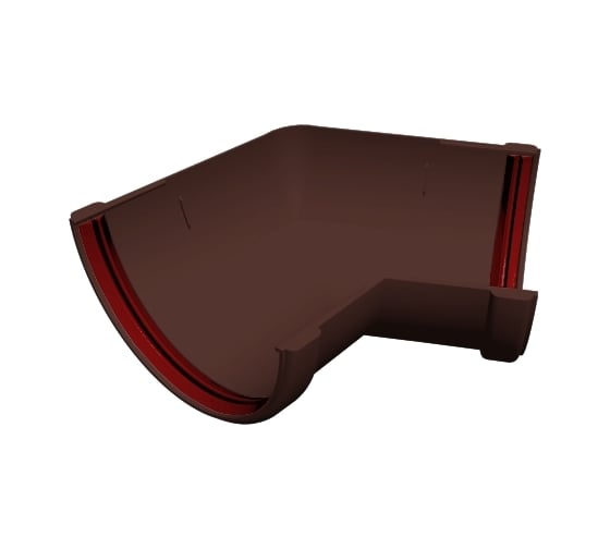 Изображение товара Угол желоба GrandLine 135 градусов, универсальный, ПВХ, шоколадный RAL 8017 223418