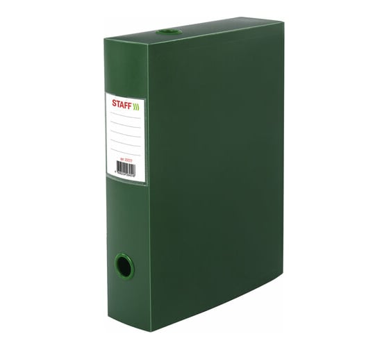 Изображение товара Архивный короб STAFF 70 мм, пластик, разборный, до 750 листов, зеленый, 0.7 мм 237277