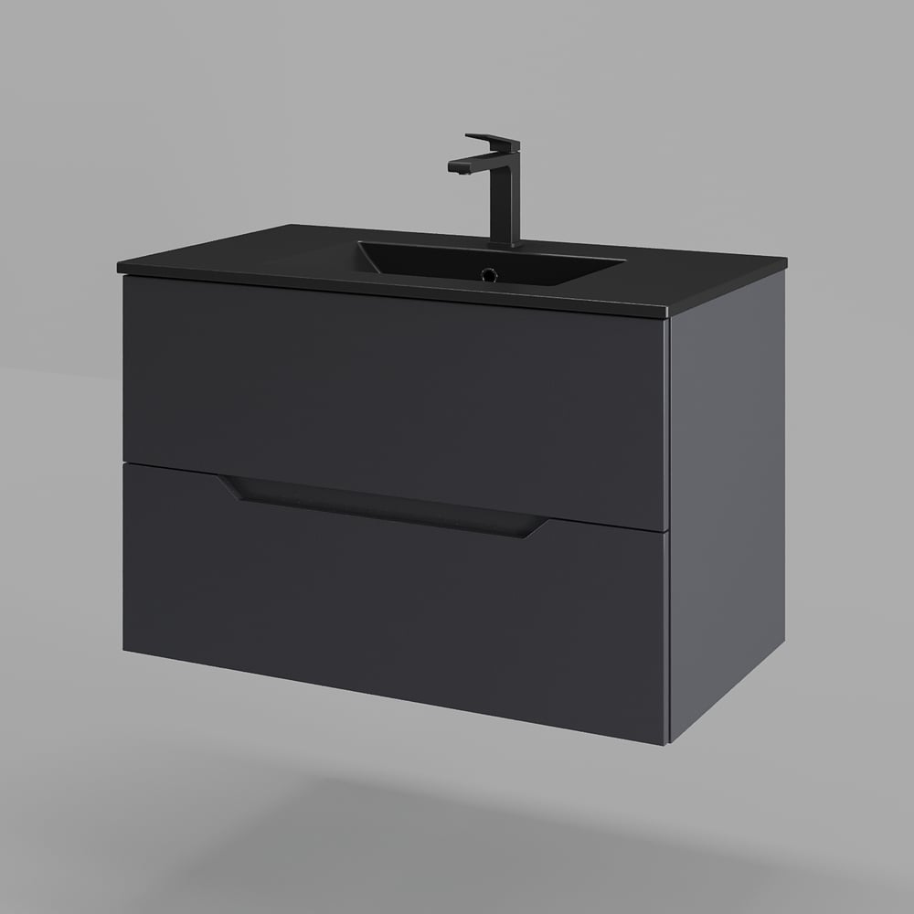 Изображение товара Подвесная тумба с раковиной ORANGE Line графит матовый Li-80Tug+BLRA