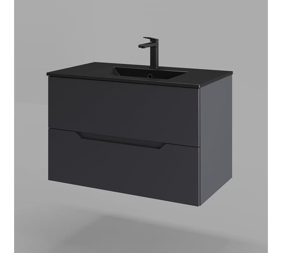 Изображение товара Подвесная тумба с раковиной ORANGE Line графит матовый Li-80Tug+BLRA