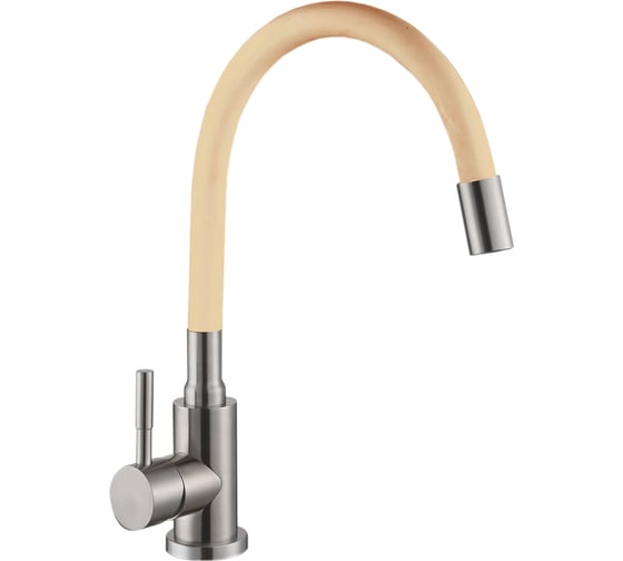 Изображение товара Смеситель для кухни АНТЕЙ Дюна шар. с высоким силиконовым изливом бежевый, нерж.сталь 511521 1/10 511521-ANT