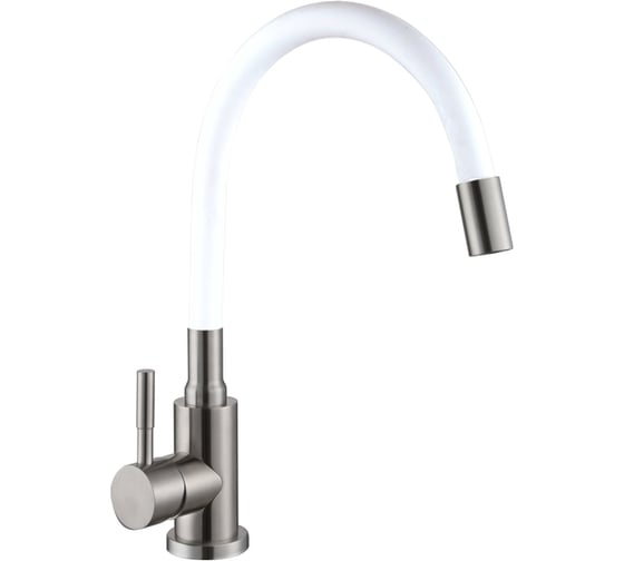 Изображение товара Смеситель для кухни АНТЕЙ Дюна шар. с высоким силиконовым изливом, белый, нерж.сталь 511519 1/10 511519-АNT