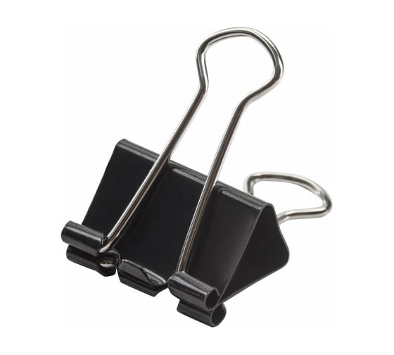 Изображение товара Зажимы для бумаг Staff EVERYDAY КОМПЛЕКТ 12 уп по 12 шт, всего 144 шт, 32 мм, на 140 листов, черные, карт.кор., 224608