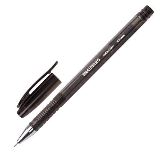 Изображение товара Ручка 12 шт в упаковке BRAUBERG гелевая Income ЧЕРНАЯ корпус тонированный игольч. узел 05мм линия 035мм  141517