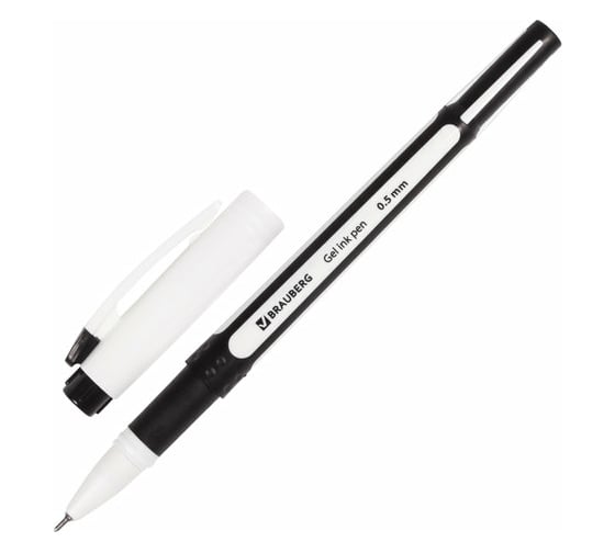 Изображение товара Ручка 12 шт в упаковке BRAUBERG гелевая с грипом Contact ЧЕРНАЯ корпус черный узел 05мм линия 035мм  141185