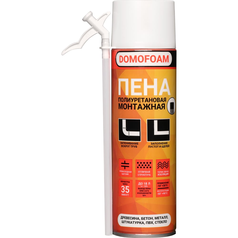 Изображение товара Пена монтажная DOMOFOAM Мини всесезонная 410 мл для герметизации и утепления