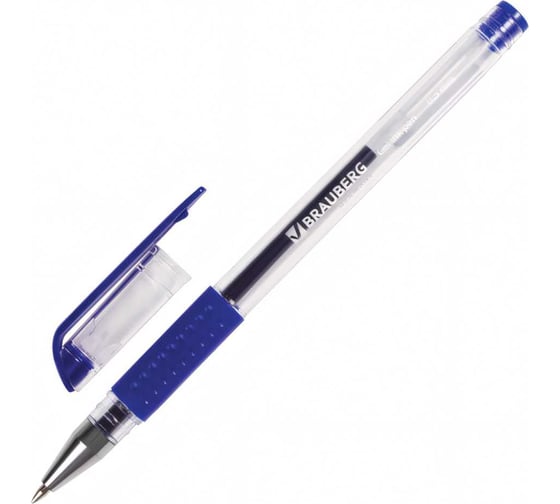 Изображение товара Ручка 12 шт в упаковке BRAUBERG гелевая с грипом Number One СИНЯЯ пишущий узел 05мм линия письма 035мм  141193