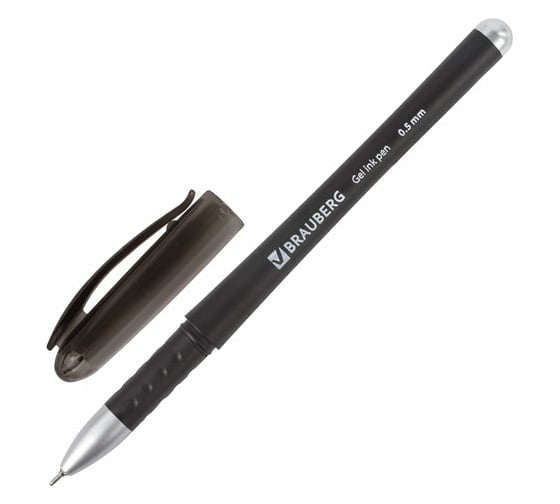 Изображение товара Ручка 12 шт в упаковке BRAUBERG гелевая с грипом Impulse ЧЕРНАЯ игольчатый узел 05мм линия письма 035мм  141183