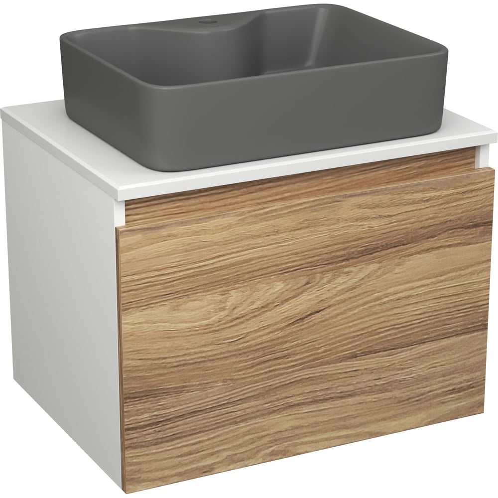 Комплект Bauedge тумба Bau Dream Blackwood 60, 1 ящик, раковина BAU Cerama 48x37, темно-серая BD2808