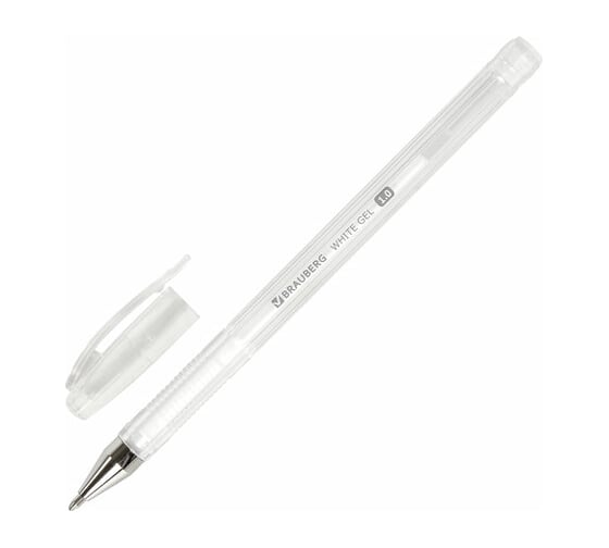 Изображение товара Ручка 12 шт в упаковке BRAUBERG гелевая White Pastel БЕЛАЯ корпус прозрачный узел 1мм линия 05мм  143417