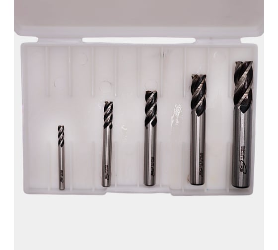 Изображение товара Набор фрез концевых РОСИНСТРУМЕНТ ц/х, 5 штук - 4, 6, 8, 10, 12 мм, Z4 7764124
