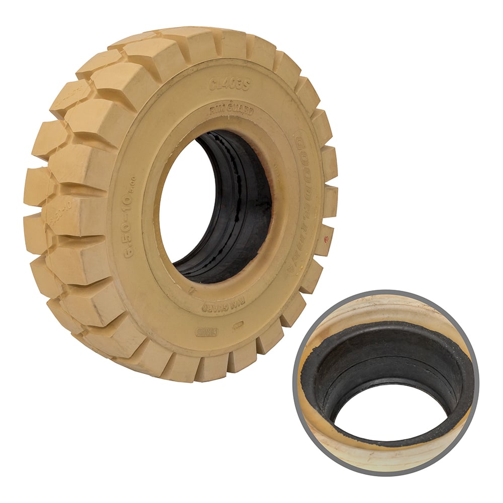 Изображение товара Шина цельнолитая с буртом WILMART 6.50-10 немаркая GOODRIDE CL403S для погрузчиков