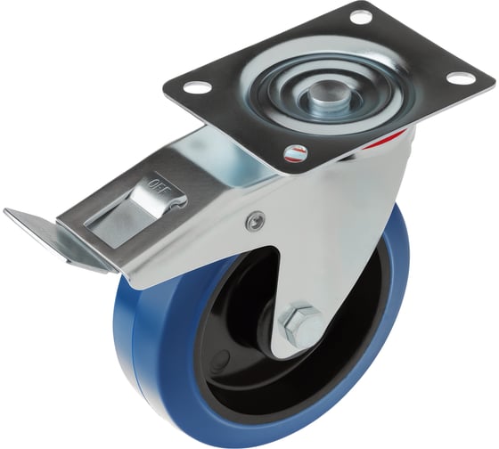 Изображение товара Колесо повротное с тормозом SCLB 63 синяя резина (160 мм; 150 кг) А5 1001637