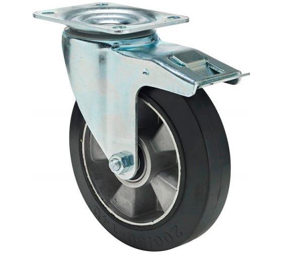 Изображение товара Поворотная колесная опора с площадкой, с тормозом KAMA 3302-ZYR-160-F18