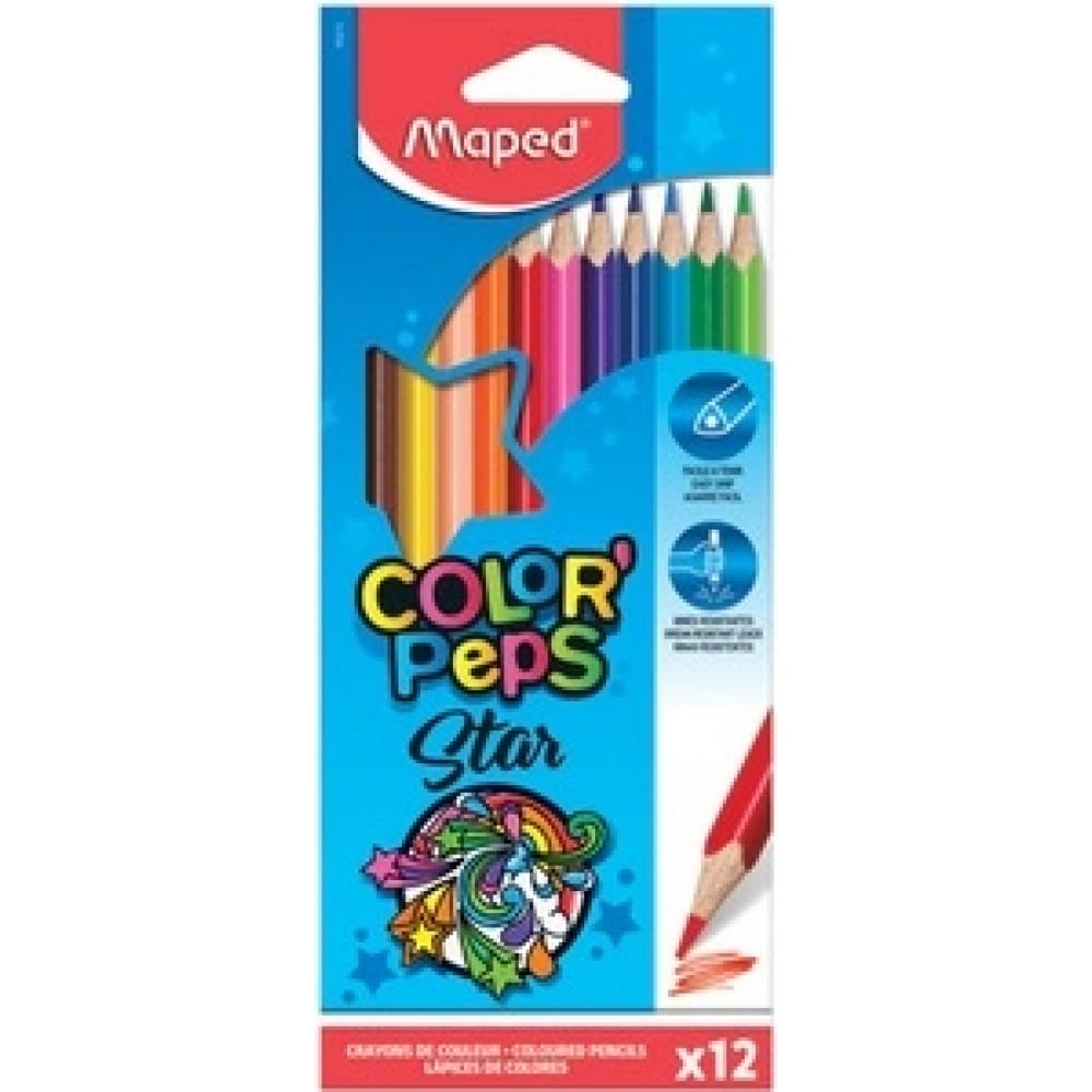 Цветные карандаши Maped ножницы maped vivo12 см для левшей в блистерной упаковке