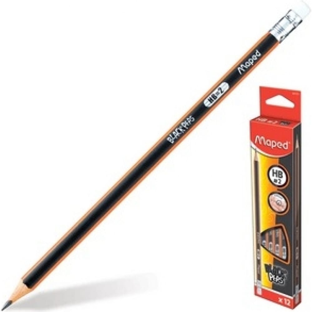 Чернографитные карандаши Maped ножницы maped zenoa fit 13 см в блистерной упаковке
