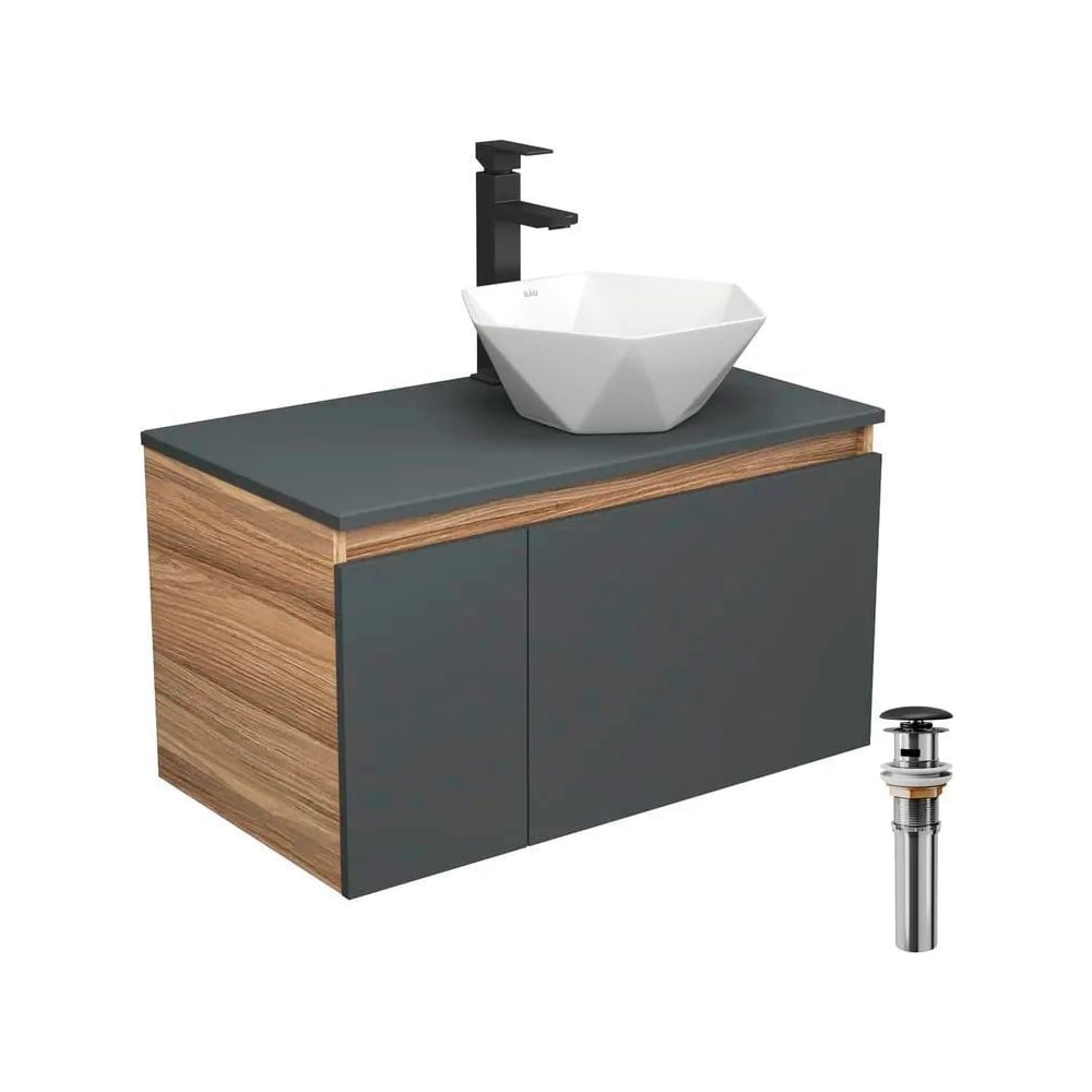 Изображение товара Комплект для ванной Bauedge 4 предмета тумба раковина смеситель стильный дизайн