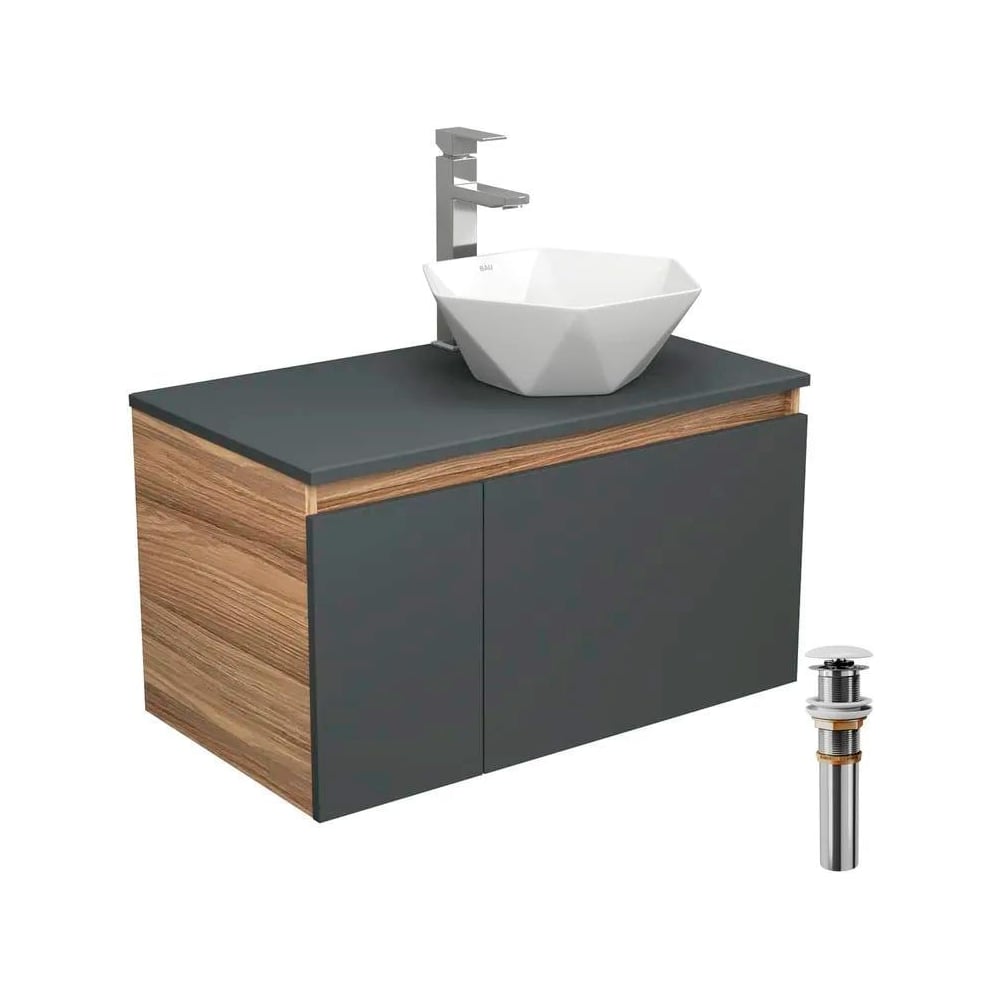 Изображение товара Комплект для ванной Bauedge 4 предмета тумба раковина смеситель белый графит