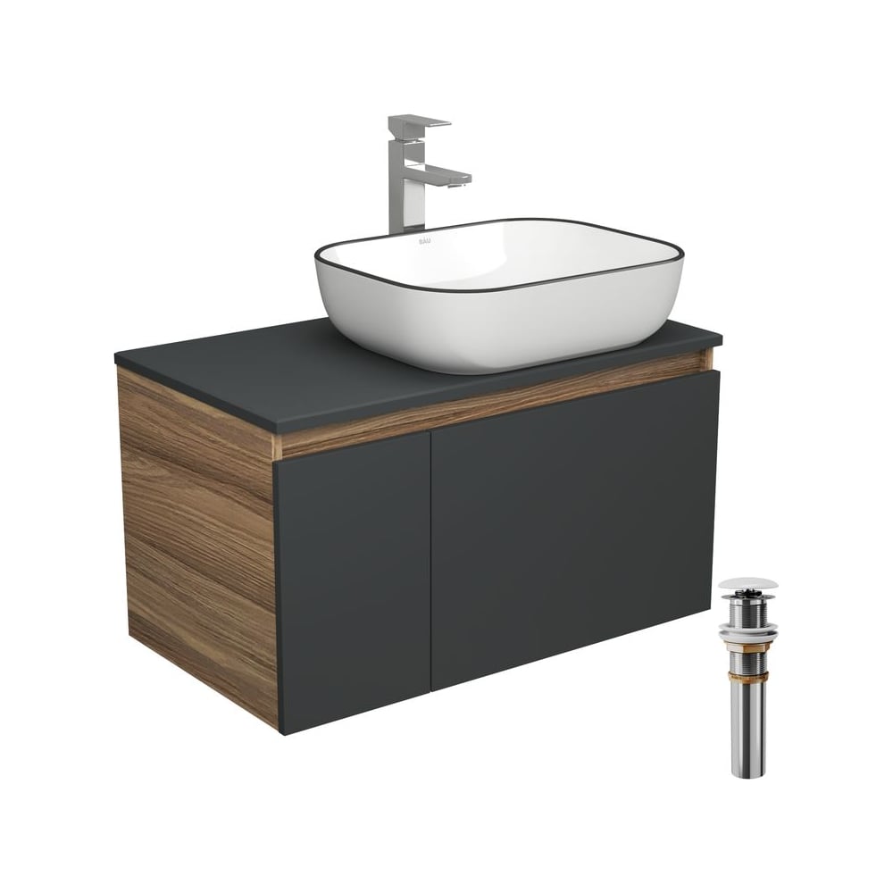 Изображение товара Комплект для ванной Bauedge 4 предмета тумба раковина смеситель современный стиль