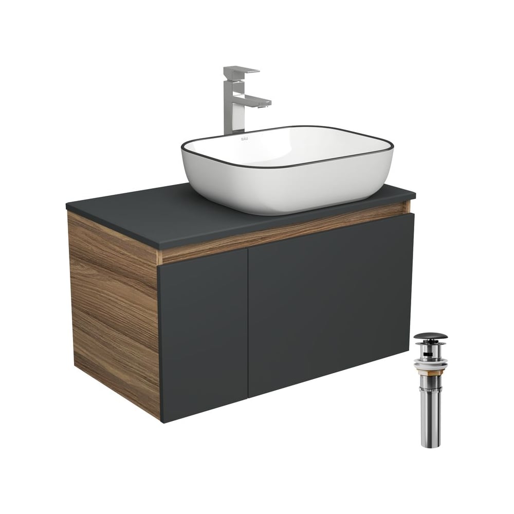 Изображение товара Комплект для ванной Bauedge 4 предмета с тумбой и смесителем