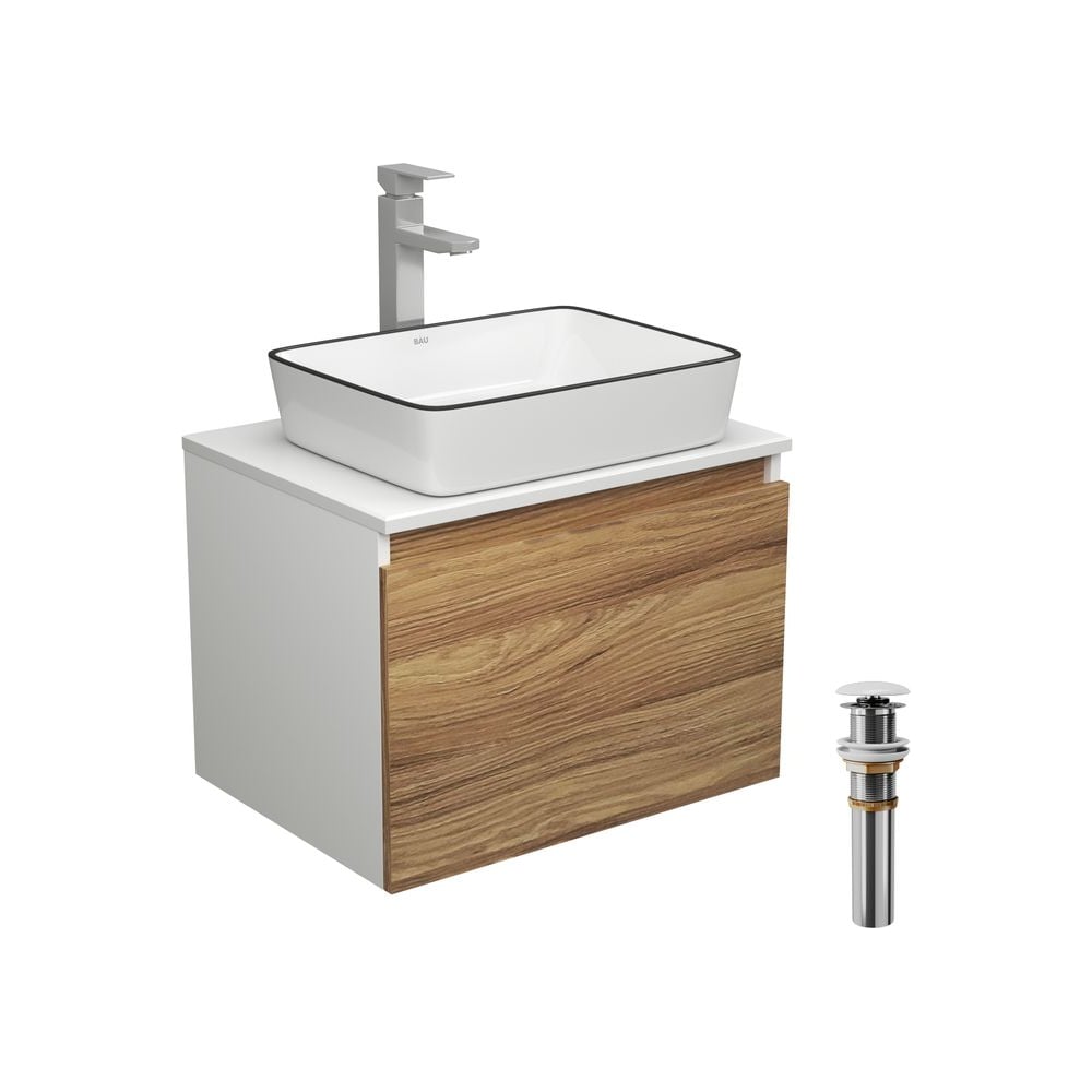 Изображение товара Комплект для ванной Bauedge 4 предмета - тумба, раковина и смеситель