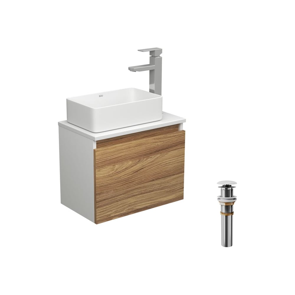 Изображение товара Комплект для ванной Bauedge 4 предмета тумба раковина смеситель BD1617