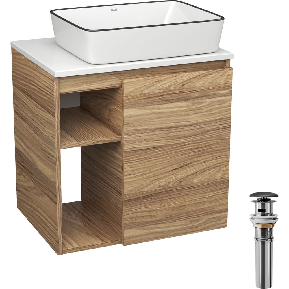 Изображение товара Тумба Bauedge Bau Dream Blackwood 60 с раковиной BAU Hotel Black