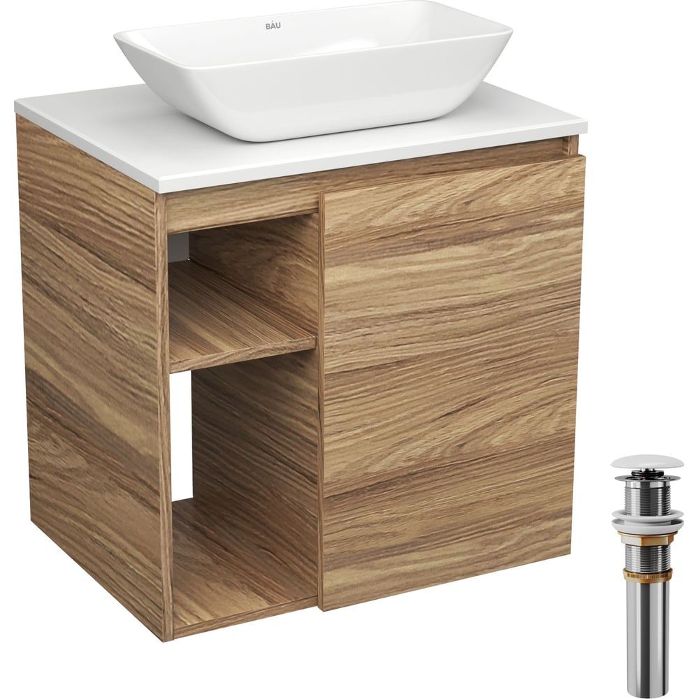 Изображение товара Тумба Bauedge Bau Dream Blackwood 60 правая с раковиной BAU Spectrum mini 47х24