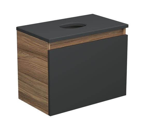 Изображение товара Тумба с раковиной Bauedge Bauedge (тумба подвесная Bau Dream Blackwood 50, графит + раковина чаша накладная прямоугольная BAU Spectrum mini 47x24) BD1956