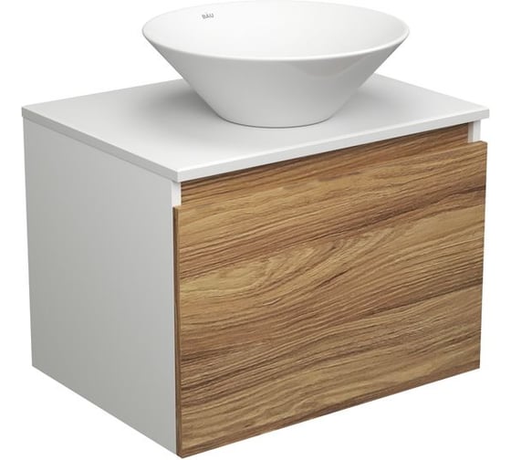 Изображение товара Тумба с раковиной Bauedge Bauedge (тумба подвесная под раковину Bau Dream Blackwood 60 + раковина санфаянс накладная BAU Dream D43, белая) BD1669