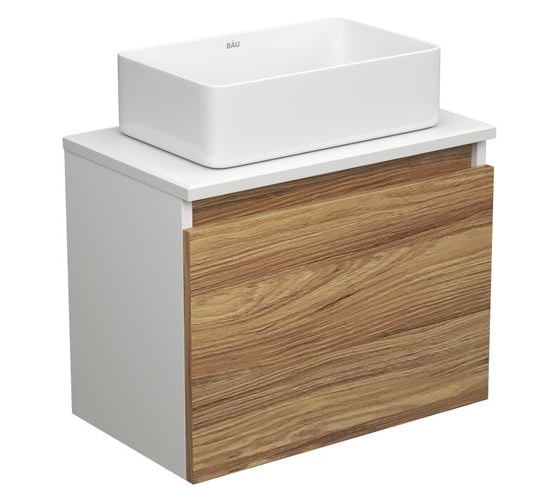Изображение товара Тумба с раковиной Bauedge Bauedge (тумба подвесная под раковину Bau Dream Blackwood 50 + раковина санфаянс накладная BAU Hotel mini 37x23, белая) BD1609
