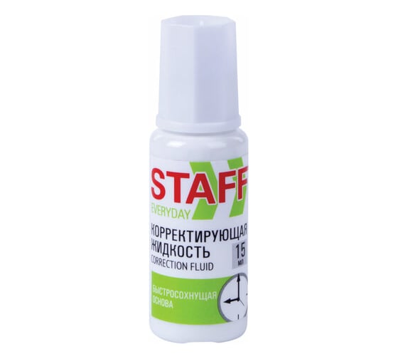 Изображение товара Корректирующая жидкость 18 шт в упаковке Staff "Everyday" быстросохнущая 15 мл с кисточкой  229398
