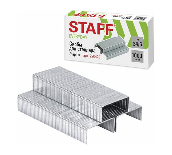 Изображение товара Скобы для степлера Staff EVERYDAY №24/6 1000 штук до 30 листов 220429