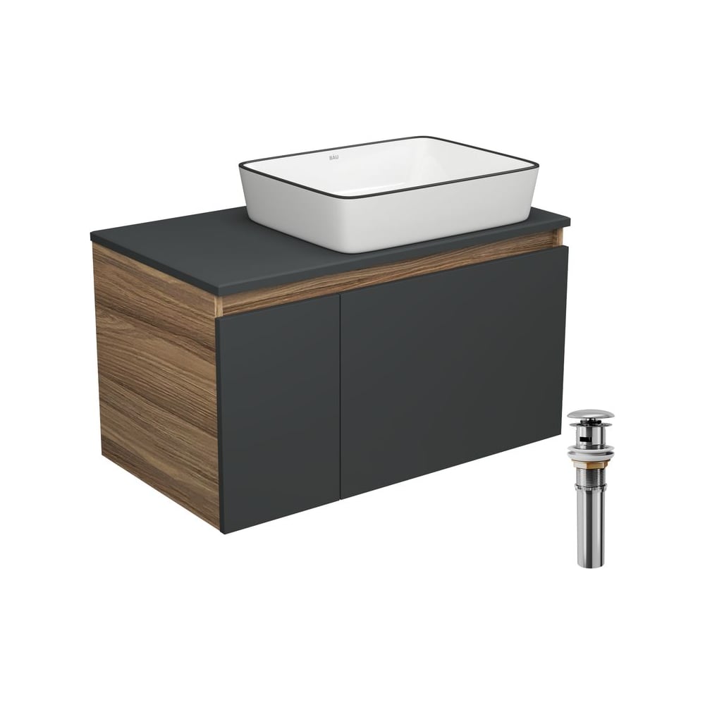 Изображение товара Тумба с раковиной Bauedge BD2219 графитовая 80 см