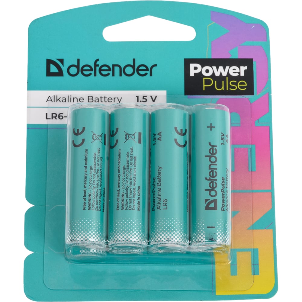 Изображение товара Батарейки алкалиновые DEFENDER LR6-8BL АА, 8 шт блистер PowerPulse 56019