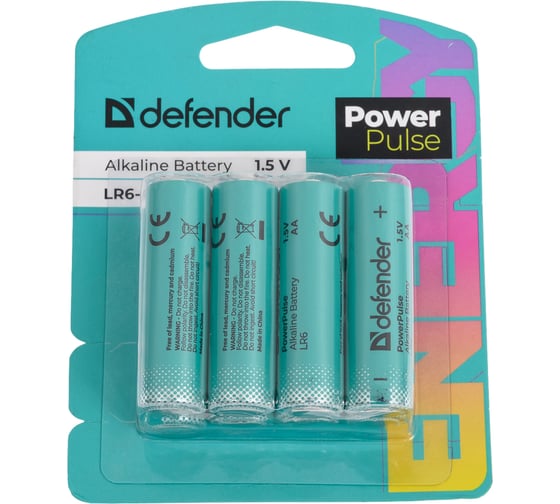 Изображение товара Батарейка алкалиновая DEFENDER LR6-8BL АА, блистер, 8 шт., PowerPulse 56019