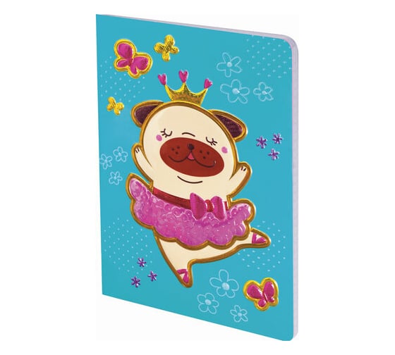 Изображение товара Блокнот ЮНЛАНДИЯ Мопс малый формат, 103х148 мм, А6, 32 листа, сшивка, тиснение, клетка 662704